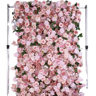 橱仿真花1墙婚假墙庆背景装饰花商场窗装饰玫瑰花墙