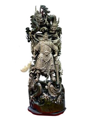 太行崖柏梦源a0ac根玄雕摆大关公财神客厅木雕件关羽公司乔迁业开