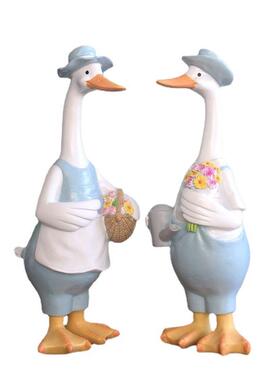 工品艺庭院花园饰北欧蓝色鸭子家5317-1居摆件意树脂装创工艺品
