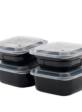 拉凯天端盒高餐盒PP创意美式正方形1000m餐lCUV带盖高档轻食沙打