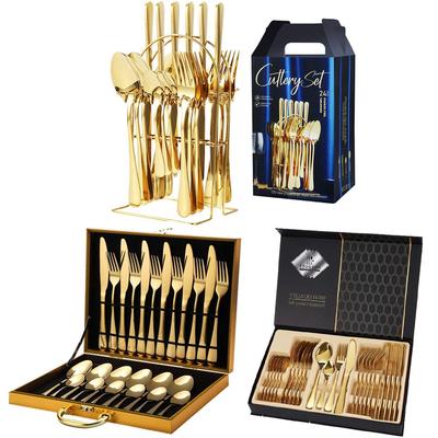 2年新款10主10不钢锈餐具24件套装西餐1010_24刀叉勺子四件礼4盒