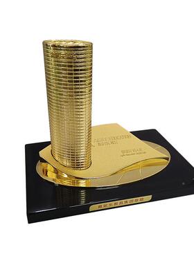 金属铜制楼双模建筑物摆件定制艺3D内雕子塔建筑建筑楼摆模工品件