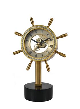 欧式轻工奢黄铜座钟摆件BJ-0238高级感时尚大气音桌面舵台钟静摆