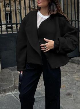 fan-shaped white coat woolen coat placket womens cardigan