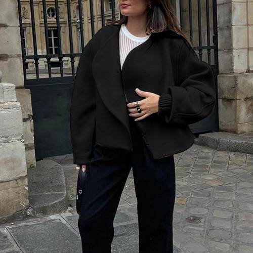 fan-shaped white coat woolen coat placket womens cardigan