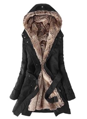 fitshinling plush lined long winter coat for women clothing