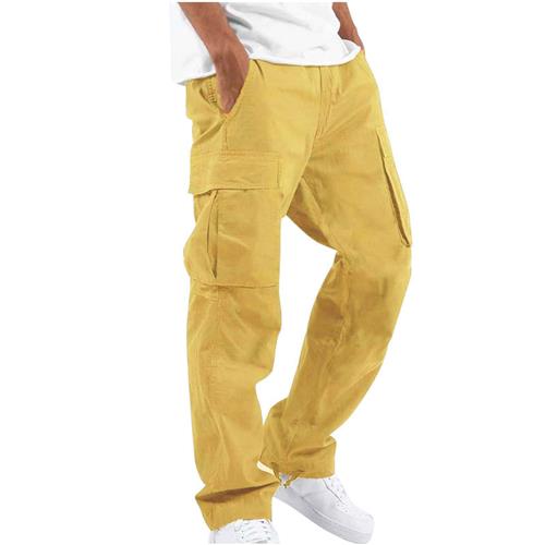 Mens overalls drawstring multi-pocket casual trousers