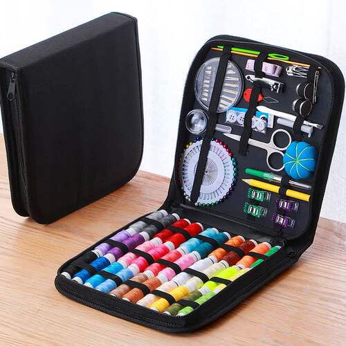 Sewing Kit Complete Set with Threads Needles Scissors Tape M