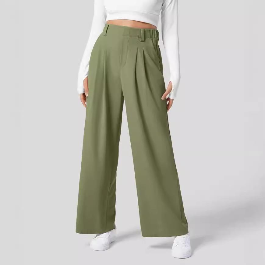 wide trouser leg grey women loose fashion streetwear high