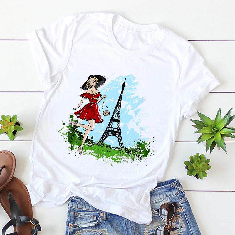 fashion paris eiffel tower print womens -shirt streetwear
