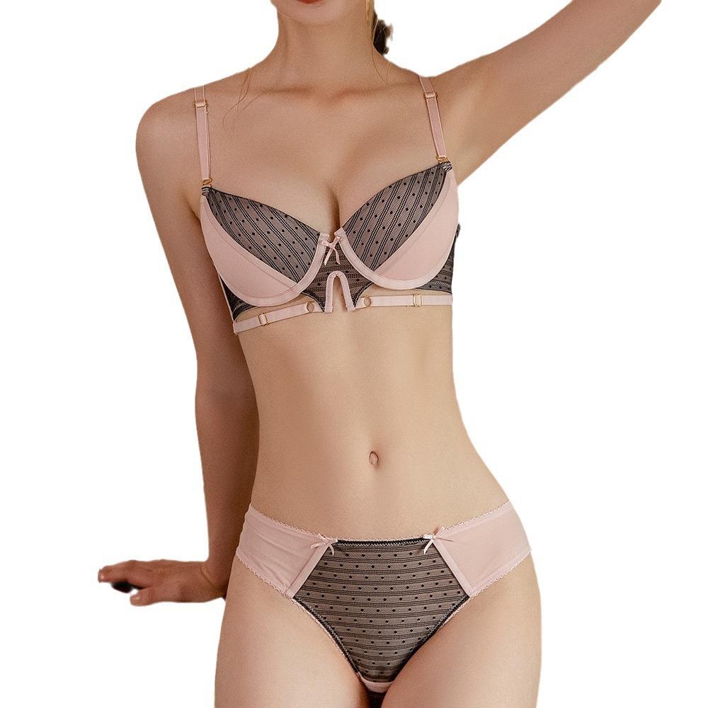 Contrast color lace bra underwear with steel support and