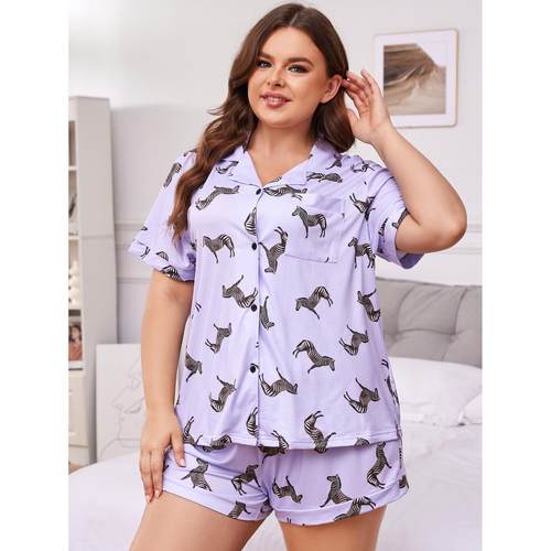 fat plus short-sleeved Large woman clothes size two-piece
