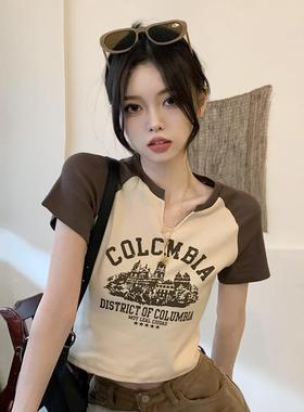 -shirt women slim fit letter pattern sweet casual