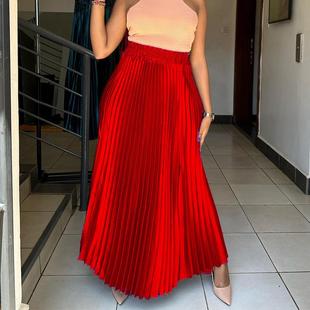 skirt solid summer spring woman skirts long waist high