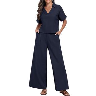 lounge jumpsuits linen sets leg matching pants wide beach