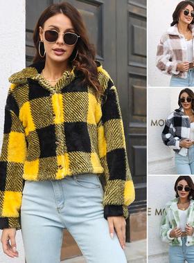 jacket plush double-sided hooded pocket cardigan buttonless