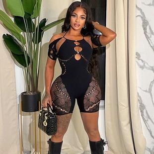 lace through diamond see Solid halter sexy color shorts