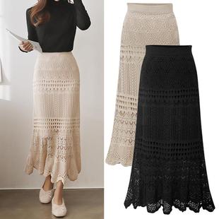 package knitting hollow hook hip flower loose skirt