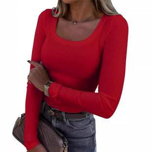 Fit Long Sleeve Womens Slim Collar shirt Threaded