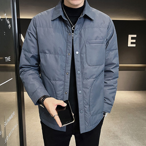 轻薄羽绒服男2023新款帅气休闲百搭保暖衬衫式加厚衣服冬季外套男