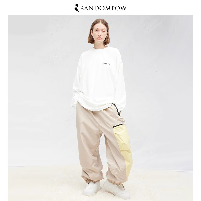 RandomPow滑雪裤卡其拼接黄
