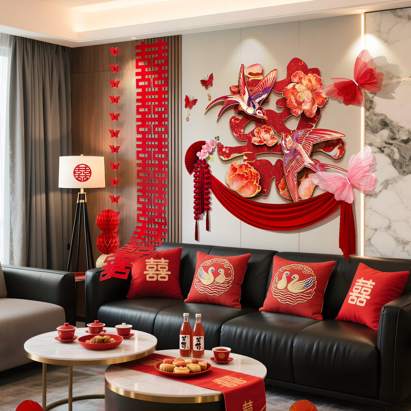 结婚超大立体喜字kt板婚房装饰男女方卧室床头背景墙喜庆氛围摆件