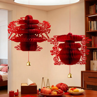 2026新年装饰立体春字灯笼挂件马年春节店铺客厅房门壁挂场景布置