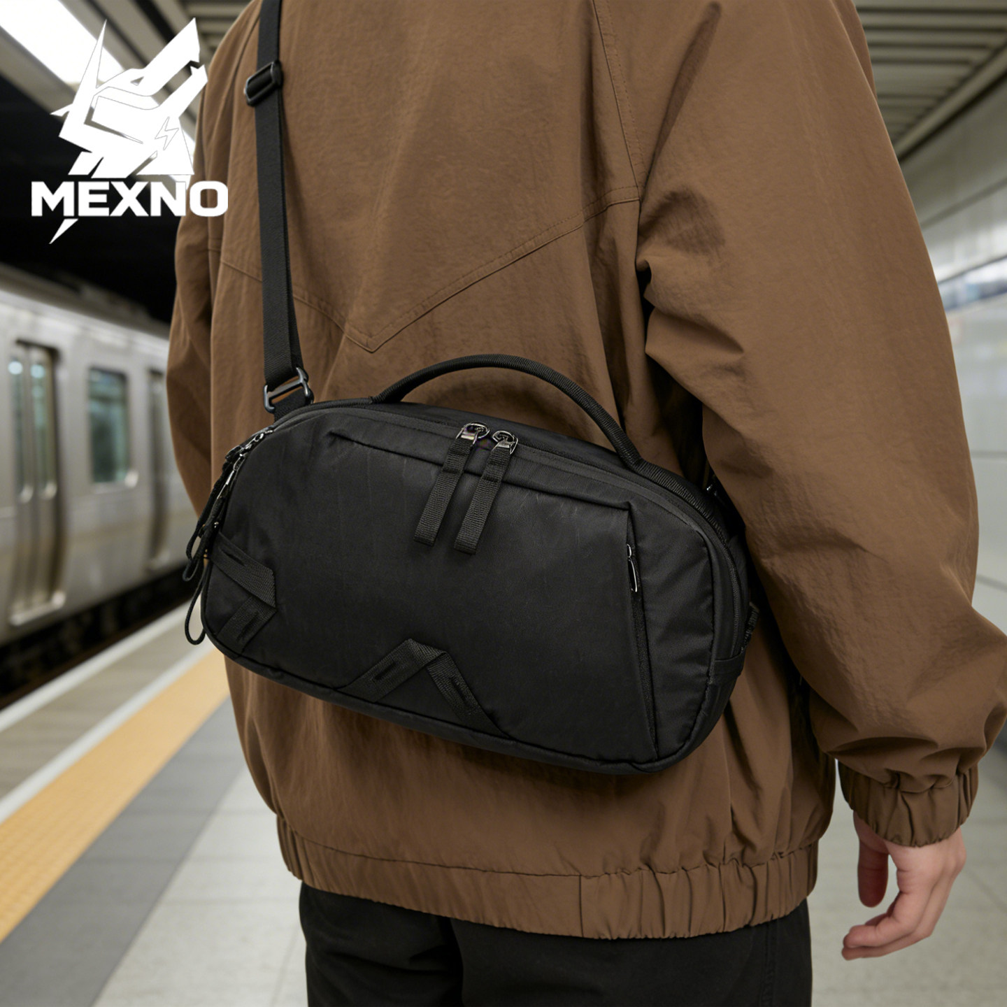 男士休闲通勤机能风斜挎包大容量X-PAC防水户外旅行多功能单肩包