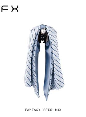 弗弗西FFX高级感时尚条纹高马尾抓夹女[蔚蓝]蓝色蝴蝶结半扎发夹