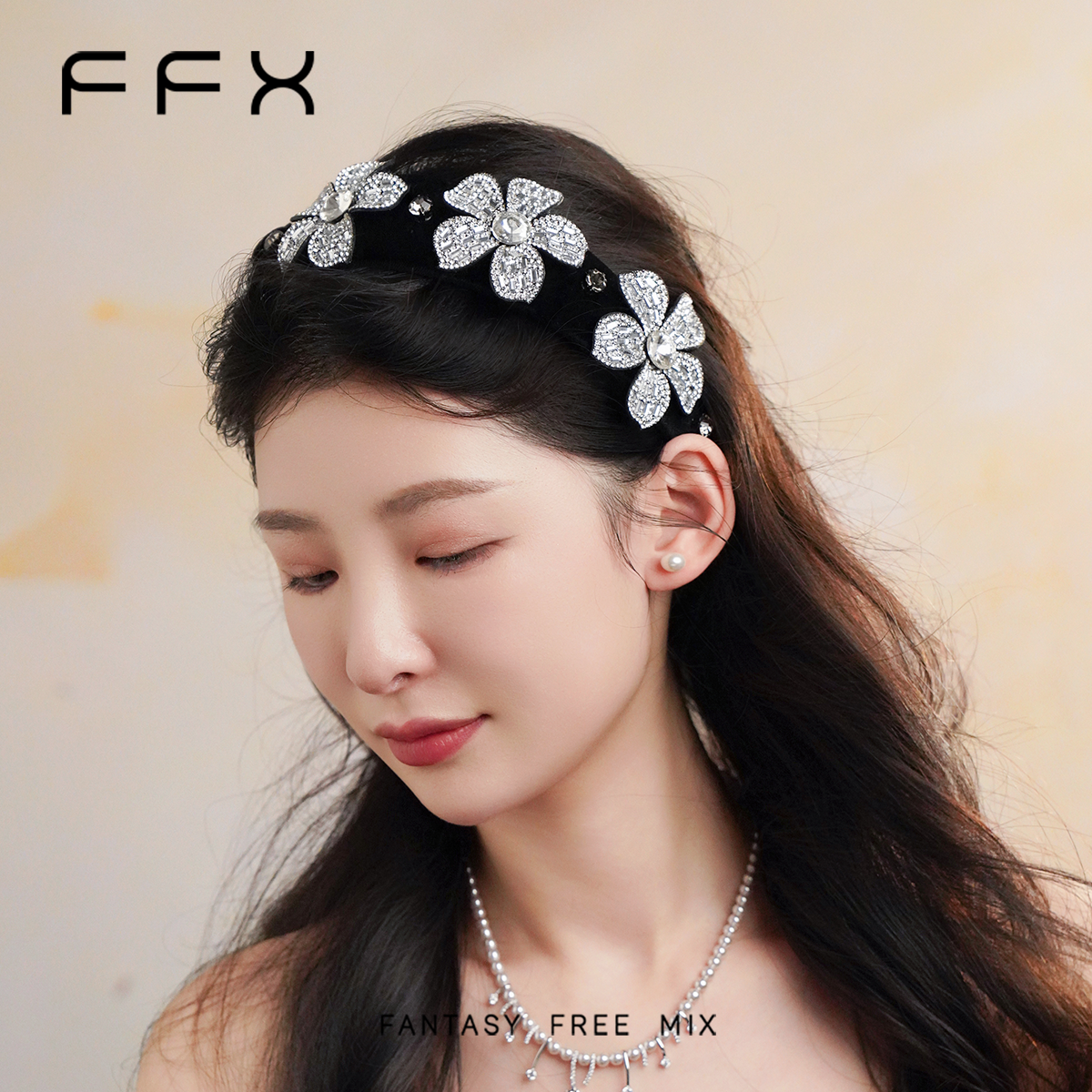 FFX弗弗西花朵天鹅绒发饰