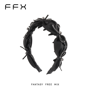 弗弗西FFX天鹅湖畔高颅顶黑色发箍高端精致带齿头箍2025新款头饰