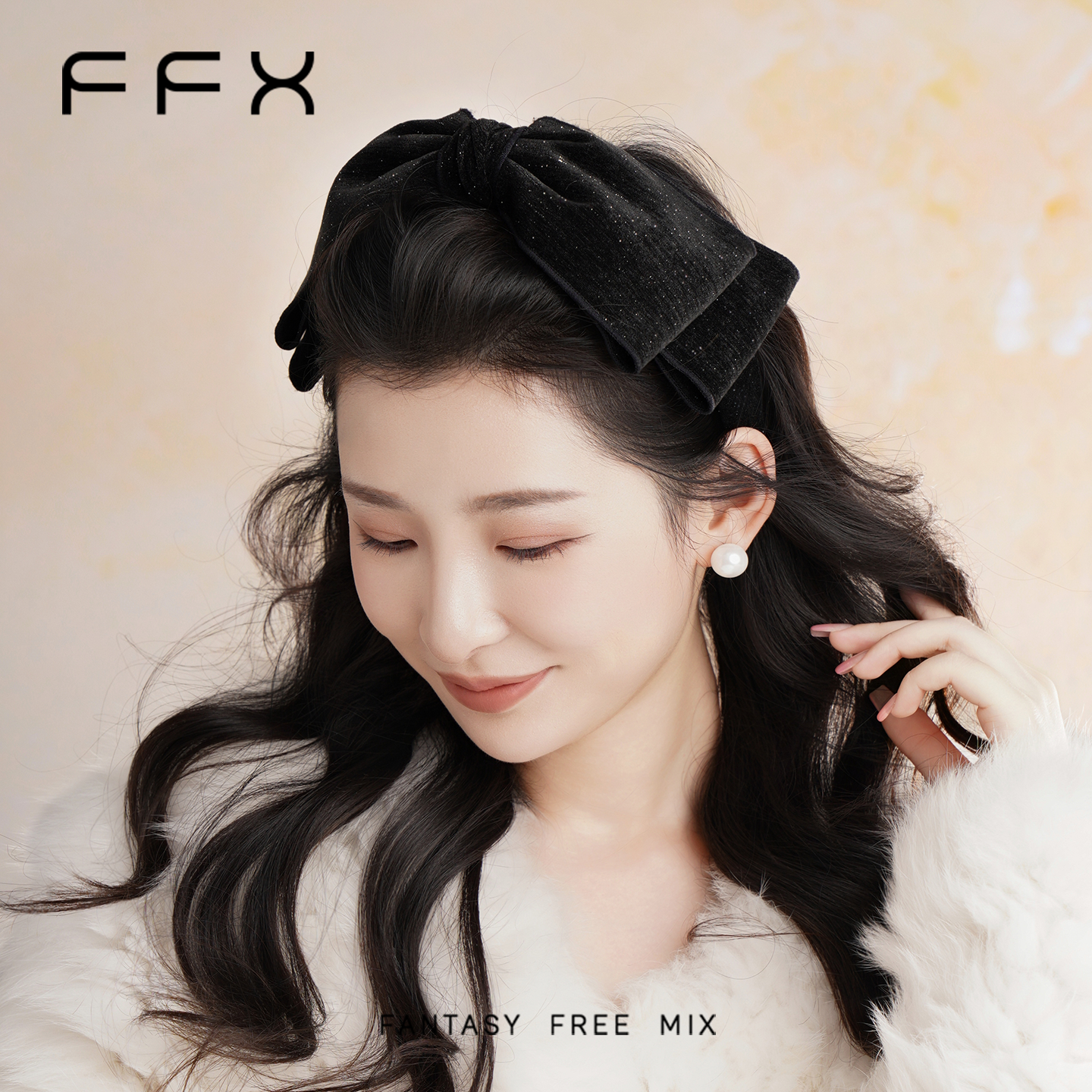 黑色丝绒蝴蝶结发箍法式头饰