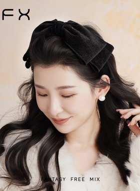 弗弗西FFX[赫本时光]高级感细闪双面黑色丝绒蝴蝶结发箍法式头饰