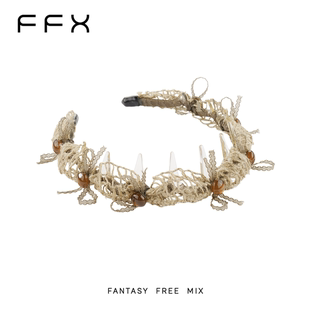 【夏天粉丝专享】FFX【沙屿漫野】镂空黄麻编织高颅顶齿梳发箍