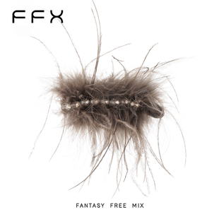 FFX弗弗西雾羽碎钻鸵鸟毛发夹女后脑勺香蕉夹优雅氛围感高级感