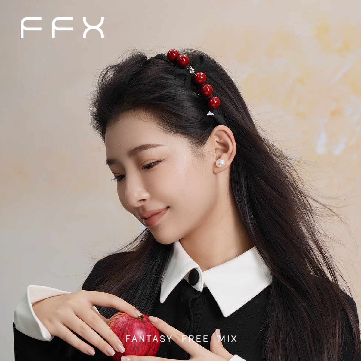 弗弗西FFX【奥黛千金】高级感轻奢侧边结带齿发箍不勒头红色发饰