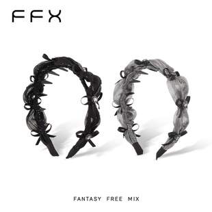 高颅顶洗脸头饰 弗弗西FFX流光纱蝴蝶结齿梳发箍浪漫银河2025新款