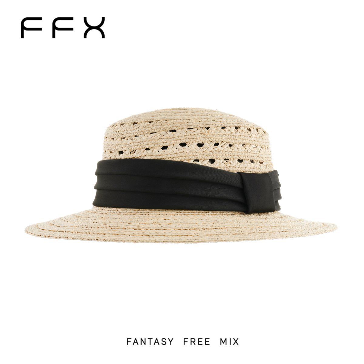 【夏天粉丝专享】FFX【里维埃拉】编织拉菲草镂空平顶礼帽檐帽子
