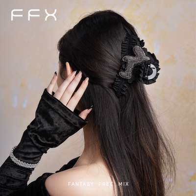 FFX手工定制荷叶边小马发夹抓夹