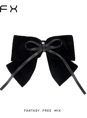 弗弗西FFX【遇尚】多层飘带蝴蝶结抓夹女高级感黑色发夹大号红色