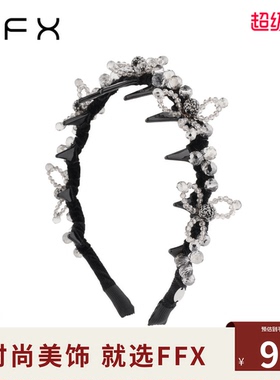 FFX弗弗西【星醉梦露】黑色重工水晶齿梳发箍女高颅顶轻奢高级感