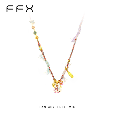 弗弗西FFX小象珐琅古法手工编织项链粉象复古卡通锁骨链春夏配饰