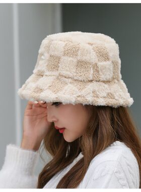 新品格毛绒帽女款时尚保暖韩式网红黑色针织渔夫帽毛线女秋冬