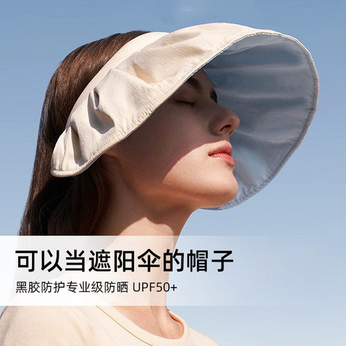 新品大帽檐遮阳贝壳帽uv防晒防紫外线遮脸空顶帽户外运动女夏帽