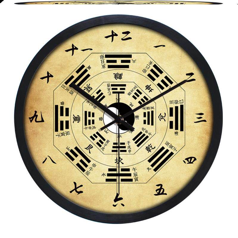 八卦钟太极罗盘钟挂表子午流注养生挂钟客厅时钟挂墙中式中国风