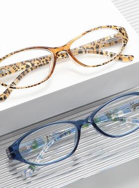 时尚超轻豹纹老花眼镜猫眼大框女舒适老人高清防蓝光欧美老眼镜女