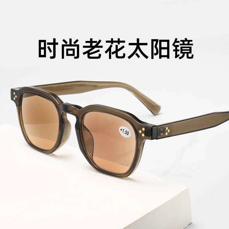 高端老花太阳眼镜男士渐变色加厚大框时尚老花遮阳墨镜女韩版手工