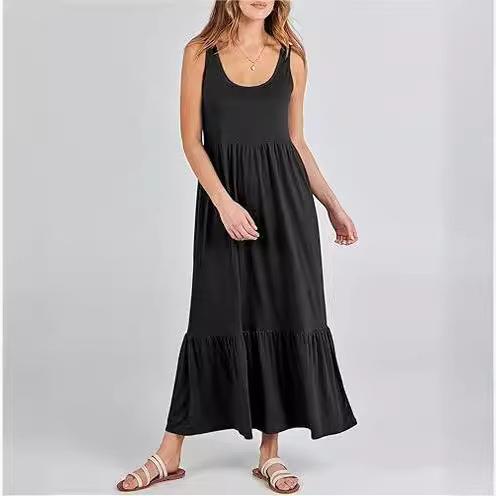 maxi vest casual layered pocket skirt women Sleeveless