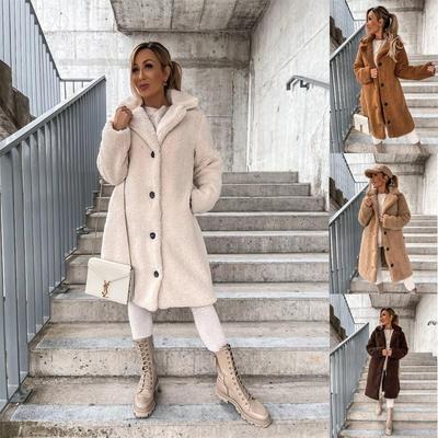 Womens fur long sleeve lapel womens fur top long coat