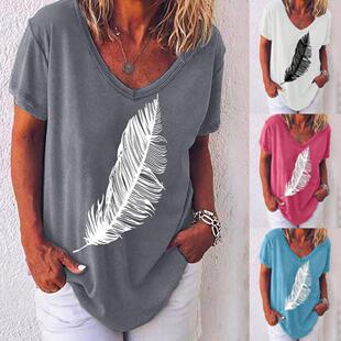 neck shirt sleeved Short leaves women